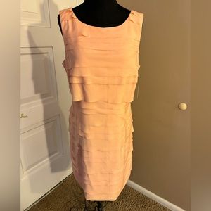 Gianna Bini Sleeveless Peach Sheath Layered Dress, size 12, NWT